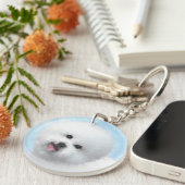 Bichon Frise絵画's – かわいいオリジナルドッグアート キーホルダー (正面右)