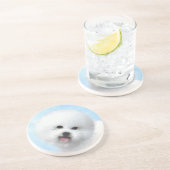 Bichon Frise絵画's – かわいいオリジナルドッグアート コースター (側面)