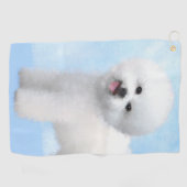 Bichon Frise絵画's – かわいいオリジナルドッグアート ゴルフタオル (横)