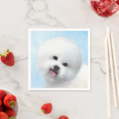 Bichon Frise絵画's – かわいいオリジナルドッグアート スタンダードカクテルナプキン (インサイチュ)