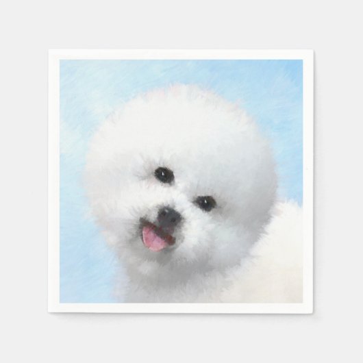 Bichon Frise絵画's – かわいいオリジナルドッグアート スタンダードカクテルナプキン (正面)