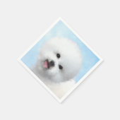 Bichon Frise絵画's – かわいいオリジナルドッグアート スタンダードカクテルナプキン (角)