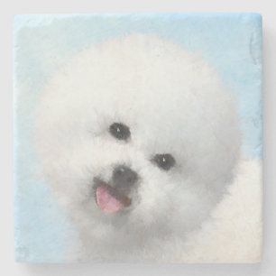 Bichon Frise絵画's – かわいいオリジナルドッグアート ストーンコースター