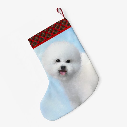 Bichon Frise絵画's – かわいいオリジナルドッグアート スモールクリスマスストッキング (裏面 (吊り時))