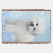 Bichon Frise絵画's – かわいいオリジナルドッグアート スローブランケット (正面)