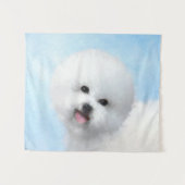Bichon Frise絵画's – かわいいオリジナルドッグアート タペストリー (正面(横))