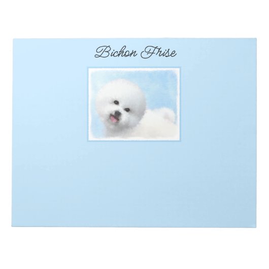 Bichon Frise絵画's – かわいいオリジナルドッグアート ノートパッド (正面)