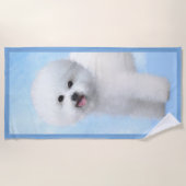 Bichon Frise絵画's – かわいいオリジナルドッグアート ビーチタオル (正面)