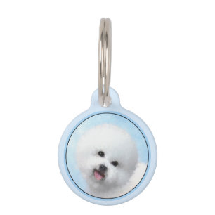 Bichon Frise絵画's – かわいいオリジナルドッグアート ペット ネームタグ