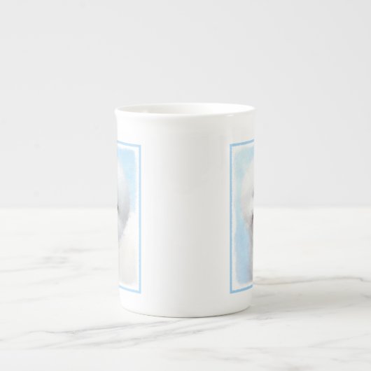 Bichon Frise絵画's – かわいいオリジナルドッグアート ボーンチャイナマグカップ (正面)