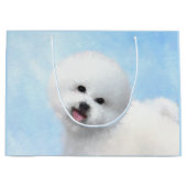 Bichon Frise絵画's – かわいいオリジナルドッグアート ラージペーパーバッグ (正面)