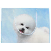 Bichon Frise絵画's – かわいいオリジナルドッグアート ラージペーパーバッグ (裏面)