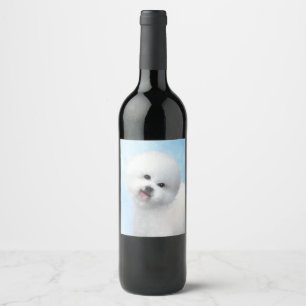 Bichon Frise絵画's – かわいいオリジナルドッグアート ワインラベル