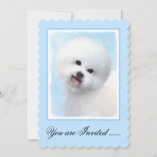 Bichon Frise絵画's – かわいいオリジナルドッグアート 招待状 (正面)