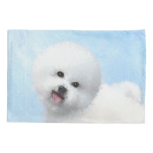 Bichon Frise絵画's – かわいいオリジナルドッグアート 枕カバー (裏面)