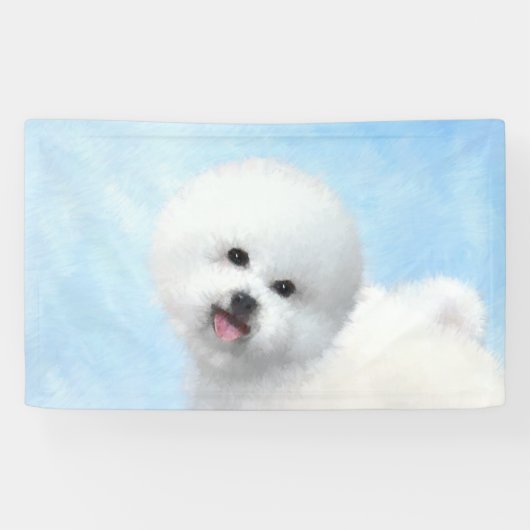 Bichon Frise絵画's – かわいいオリジナルドッグアート 横断幕 (横)