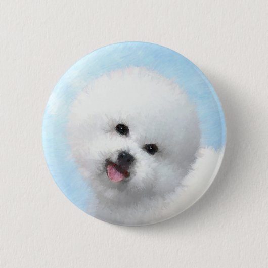 Bichon Frise絵画's – かわいいオリジナルドッグアート 缶バッジ (正面)