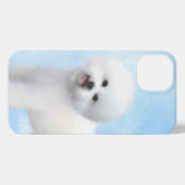 Bichon Frise絵画's – かわいいオリジナルドッグアート iPhoneケース (裏面横)