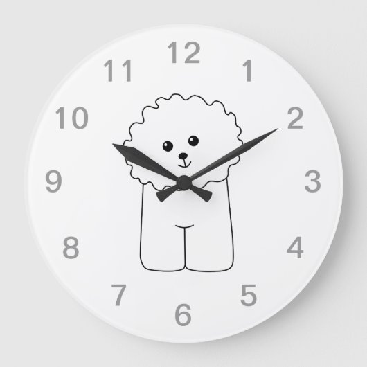 Bichon Frise、かわいい犬。 ラージ壁時計 (正面)