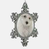 Bichon Frise スノーフレークピューターオーナメント (左)