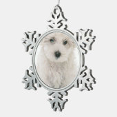 Bichon Frise スノーフレークピューターオーナメント (右)