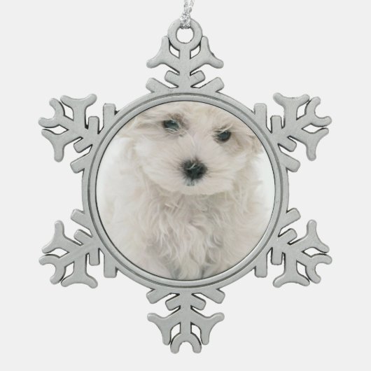 Bichon Frise スノーフレークピューターオーナメント (正面)