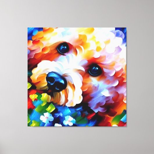 Bichon Frise - 40x40キャンバス印刷 キャンバスプリント (正面)