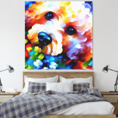 Bichon Frise - 40x40キャンバス印刷 キャンバスプリント (インサイチュ (寝室))