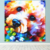 Bichon Frise - 40x40キャンバス印刷 キャンバスプリント (インサイチュ (ウッドフロア))