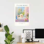 Bichon Frise Art Print Monet Style French Bathroom ポスター (ホームオフィス)
