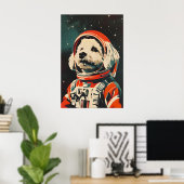 Bichon Frise Astronaut Poster, Bichon Frise Retro ポスター (ホームオフィス)