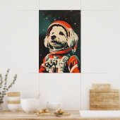 Bichon Frise Astronaut Poster, Bichon Frise Retro ポスター (キッチン)