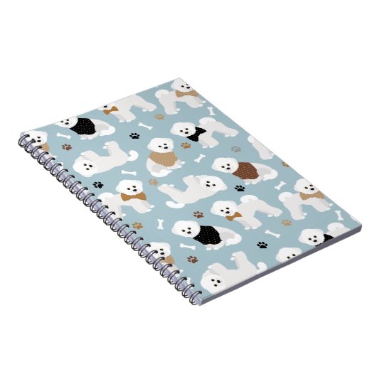 Bichon Frise Bones and Paws Blue ノートブック (右側)