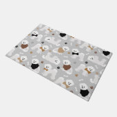 Bichon Frise Bones and Paws Gray ドアマット (アングル)
