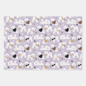 Bichon Frise Bones and Paws Gray Blue Purple ラッピングペーパーシート (正面3)