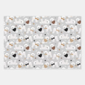Bichon Frise Bones and Paws Gray Blue Purple ラッピングペーパーシート (正面2)