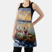 Bichon Frise Christmas Boat Holiday エプロン (インサイチュ)