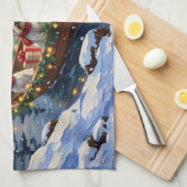 Bichon Frise Christmas Boat Holiday キッチンタオル (四つ折り)