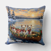 Bichon Frise Christmas Boat Holiday クッション (正面)