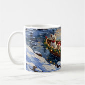 Bichon Frise Christmas Boat Holiday コーヒーマグカップ (左)