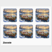 Bichon Frise Christmas Boat Holiday スクエアシール (シート)