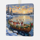 Bichon Frise Christmas Boat Holiday セラミックオーナメント (左)