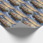 Bichon Frise Christmas Boat Holiday ラッピングペーパー (角)