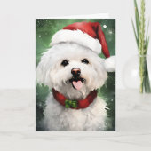 Bichon Frise Christmas brush絵を描のアートワーク カード (正面)