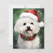 Bichon Frise Christmas brush絵を描のアートワーク シーズンカード (正面)