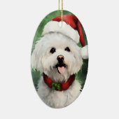 Bichon Frise Christmas brush絵を描のアートワーク セラミックオーナメント (右)