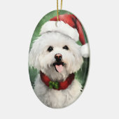 Bichon Frise Christmas brush絵を描のアートワーク セラミックオーナメント (左)