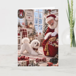 Bichon Frise Christmas Card | Santa Claus & Bichon カード