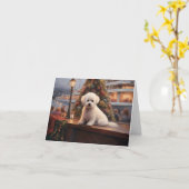 Bichon Frise Christmas Cruise: Pawsome Holiday カード (黄色い花)