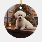 Bichon Frise Christmas Cruise: Pawsome Holiday セラミックオーナメント (正面)